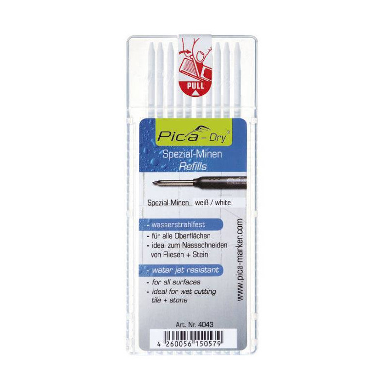 Wodoodporne Wkłady białe do Ołówka 3030 PICA MARKER 4043 Wodoodporne Wkłady białe do Ołówka 3030 PICA MARKER 4043
