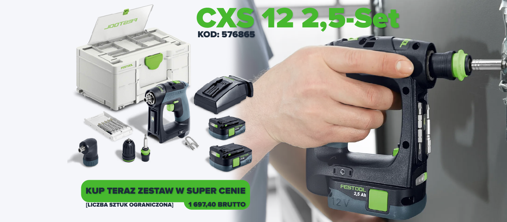 Festool Akumulatorowa wiertarko-wkrętarka CXS 12 2,5-Set 576865